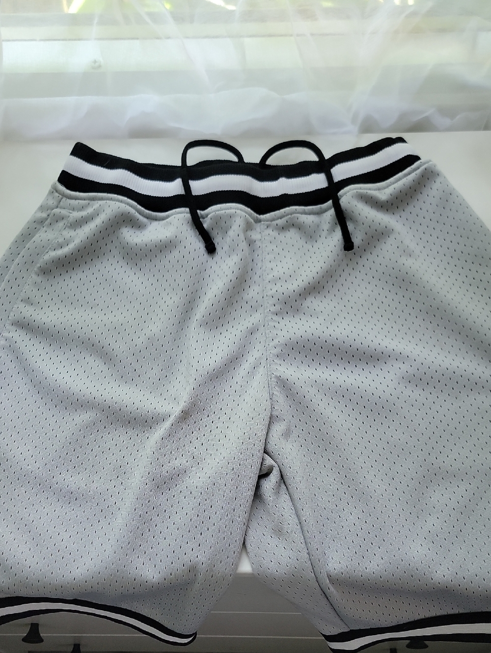 CSG Athletic Mesh Shorts with Stripe Waistband - Light Gray